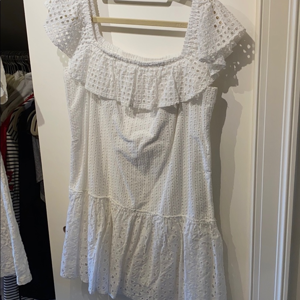 Rebecca Minkoff White Eyelett off shoulder dress L